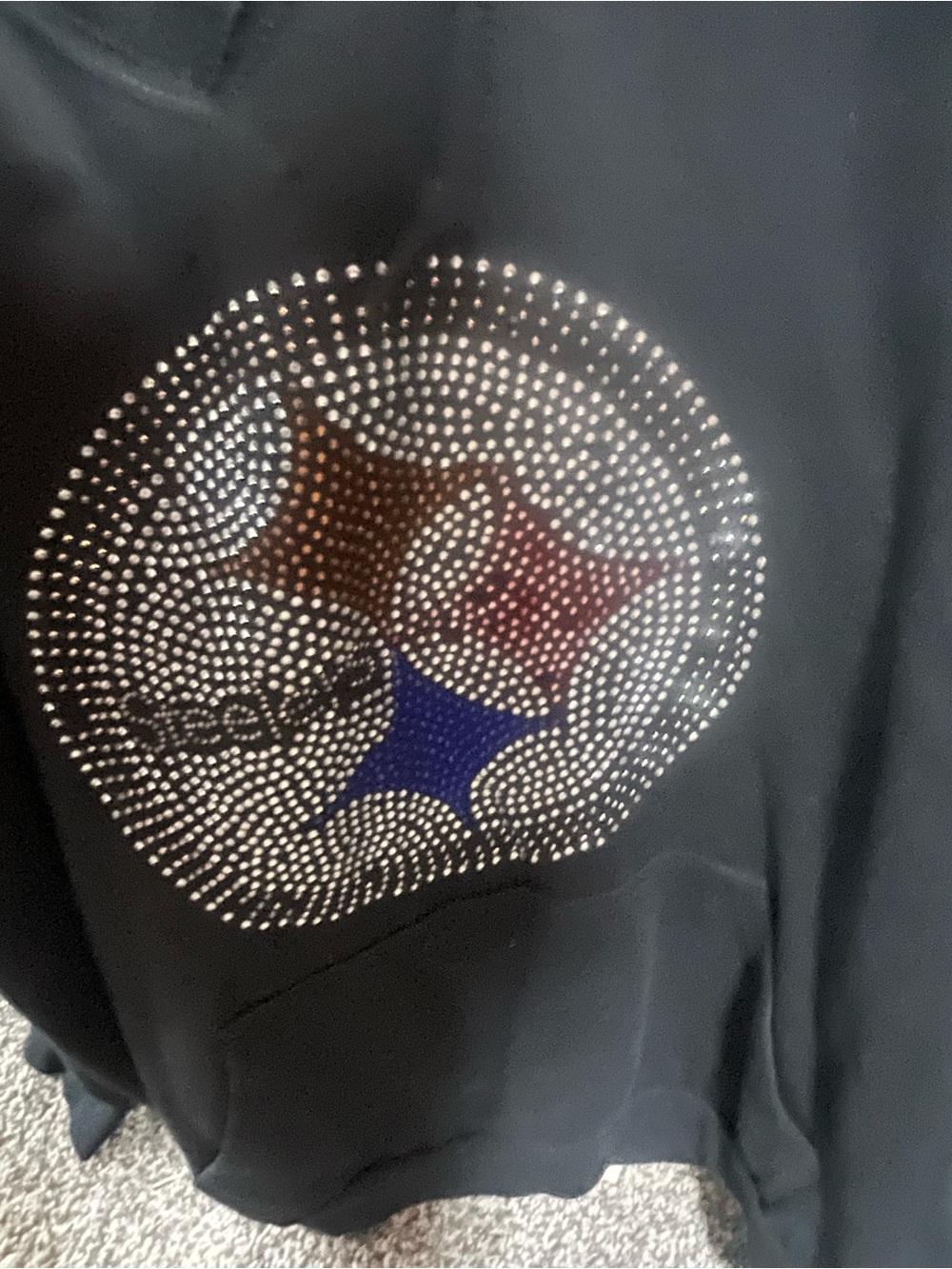 Black Rhinestone Steeler Logo Hoodie Jacket with bling XXL